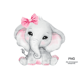 Kit Digital Elefantinha Menina com Laço 