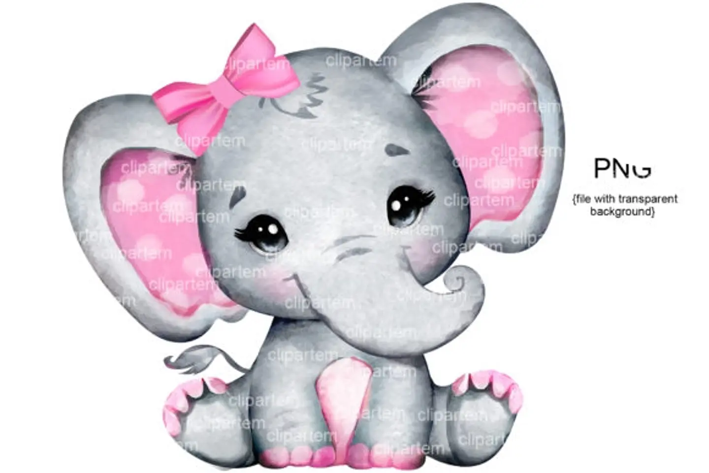 Kit Digital Elefantinha com Laço Rosa 1