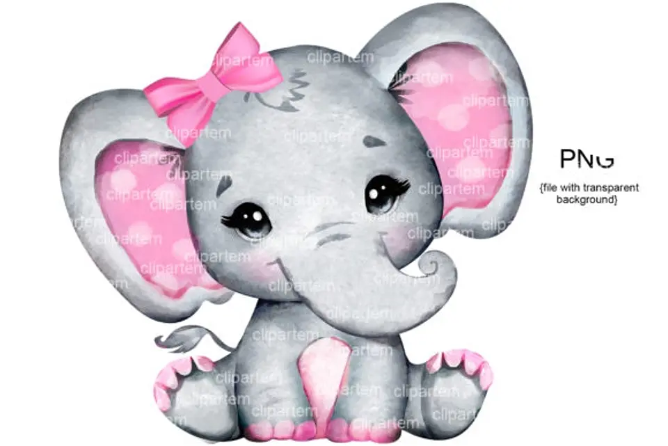 Kit Digital Elefantinha com Laço Rosa 1