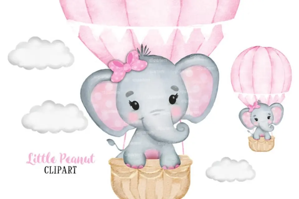 Kit Digital Garota do Balão de Ar Quente Rosa 1