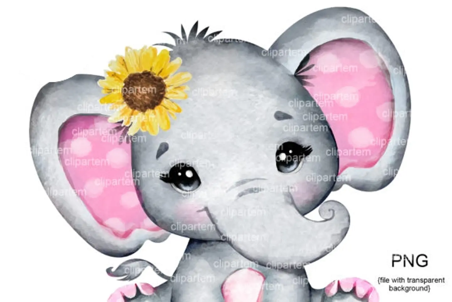 Kit Digital  Girassol Rosa Elefantinha 1