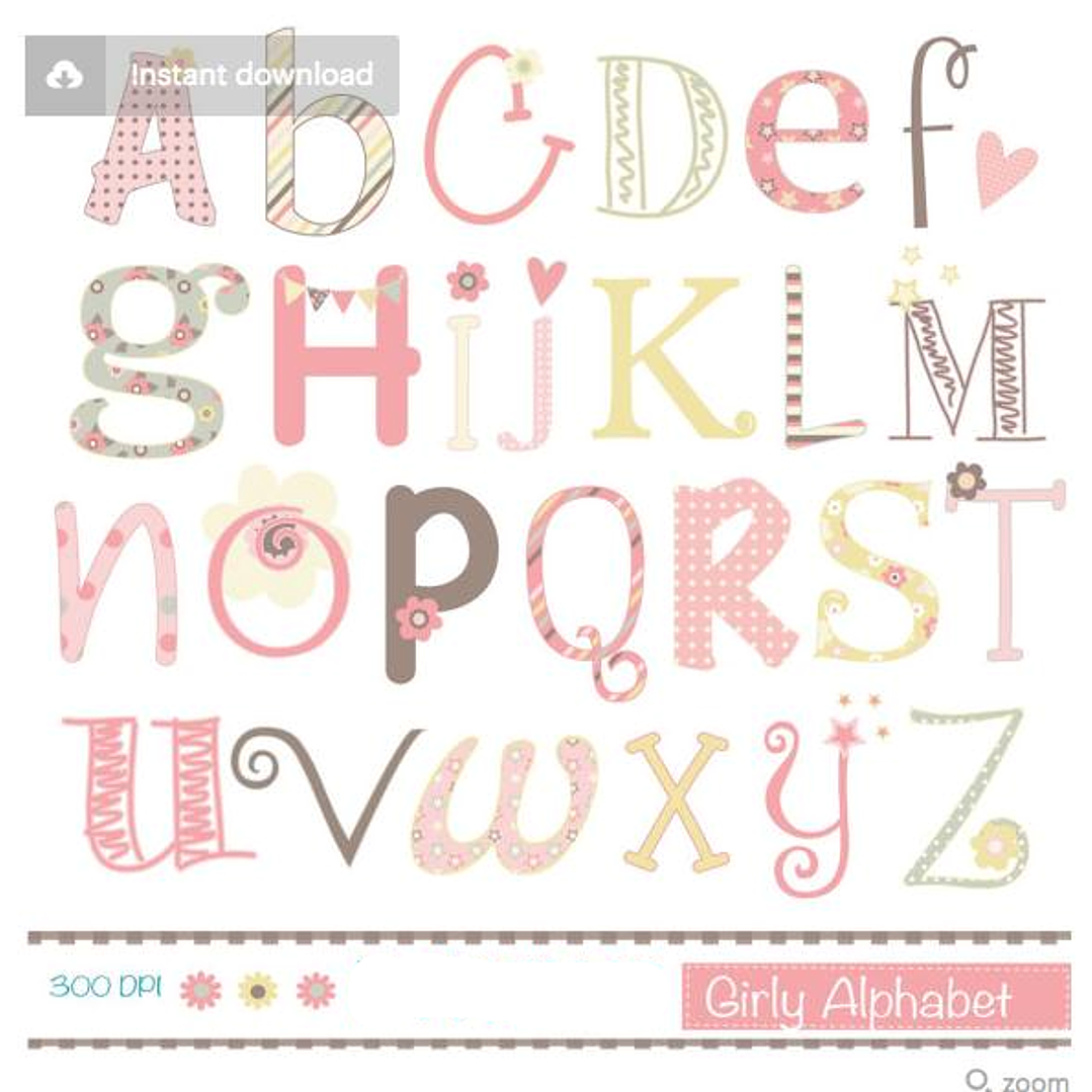 Kit Digital Alfabeto de Menina  1