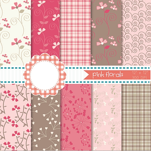 Kit Digital Papéis Pink Floral 