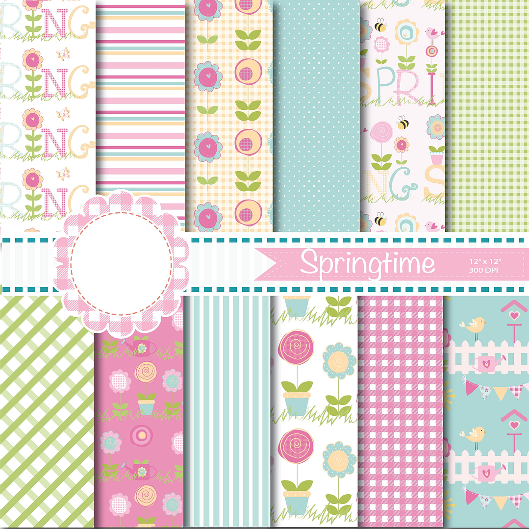 Kit Digital Papéis Primavera 1