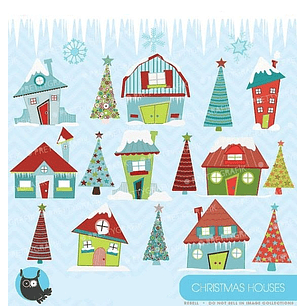 Kit Digital Casinhas de Natal na Neve 