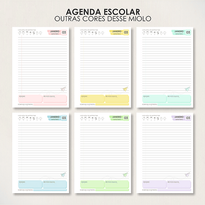 Arquivo Combo Agendas Escolares A5 - Moldes da Lê  5