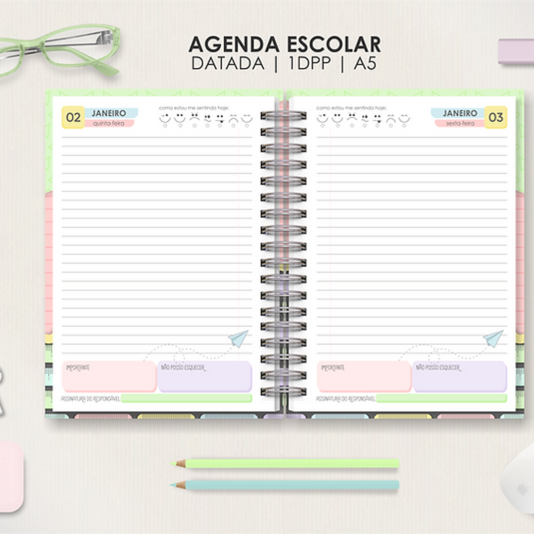 Arquivo Combo Agendas Escolares A5 - Moldes da Lê  8