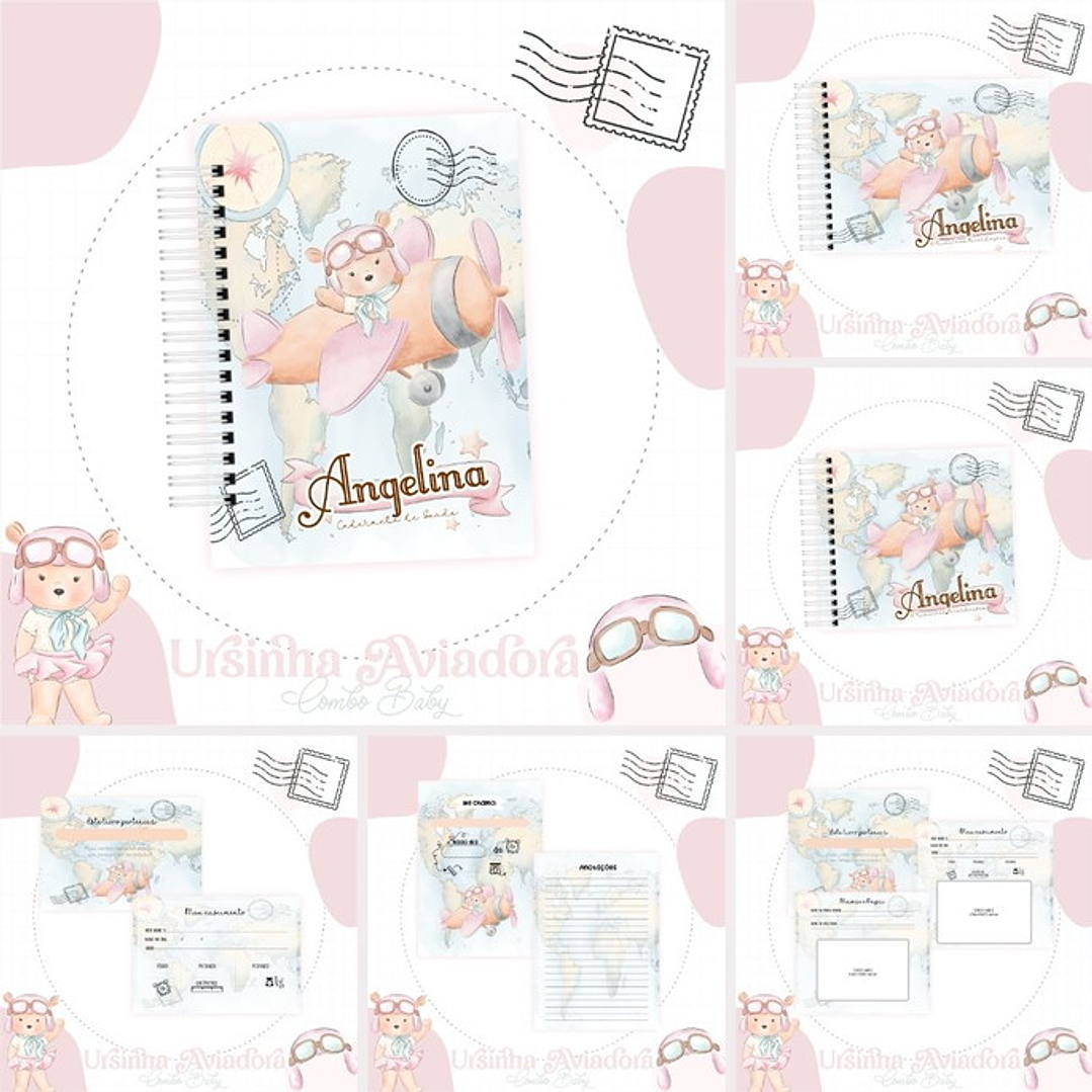 Arquivo Encadernação Baby Ursinha Aviadora - LUMA 1