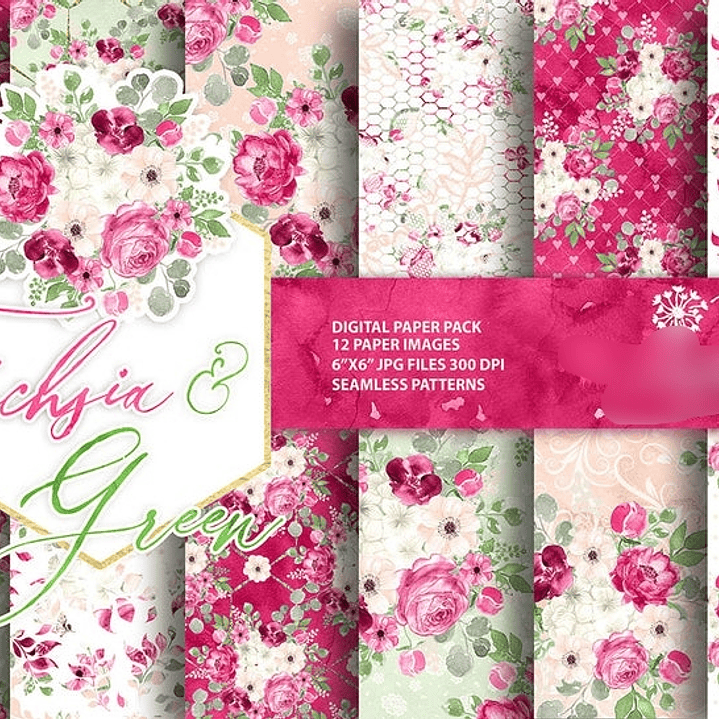 Kit Digital Papéis Floral 1