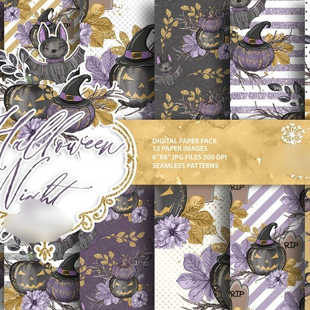 Kit Digital Papéis Halloween Morcego 1