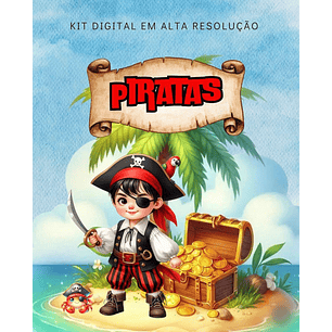 Kit Digital Piratas Aquarela - MK Criativos 