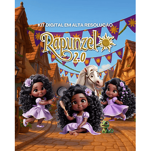 Kit Digital Rapunzel 2.0 Negra - MK Criativos 