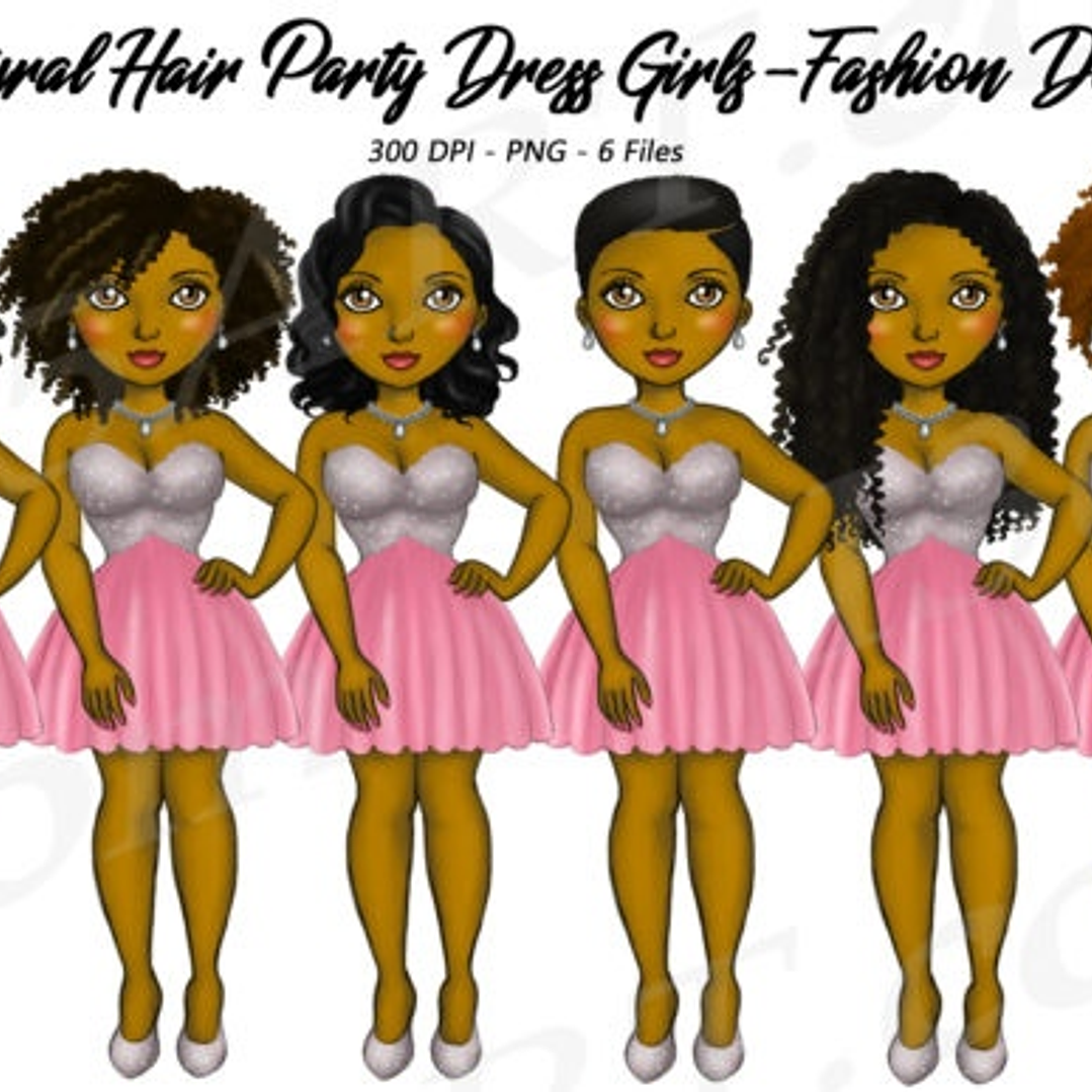 Kit Digital Vestido de Festa para Meninas com Cabelo Natural 1