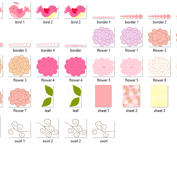 Kit Digital Pássaros e Flores 2