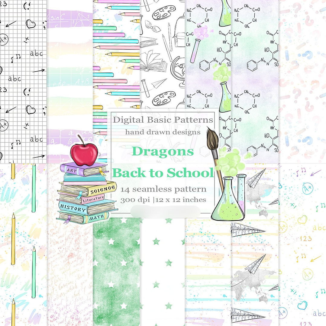 Kit Digital Papéis Dragon para a volta às aulas 1