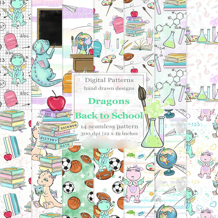 Kit Digital Papéis de Volta às Aulas Dragão 1