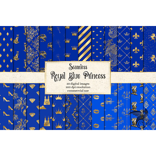Kit Digital Papéis Azul-Real e Dourado