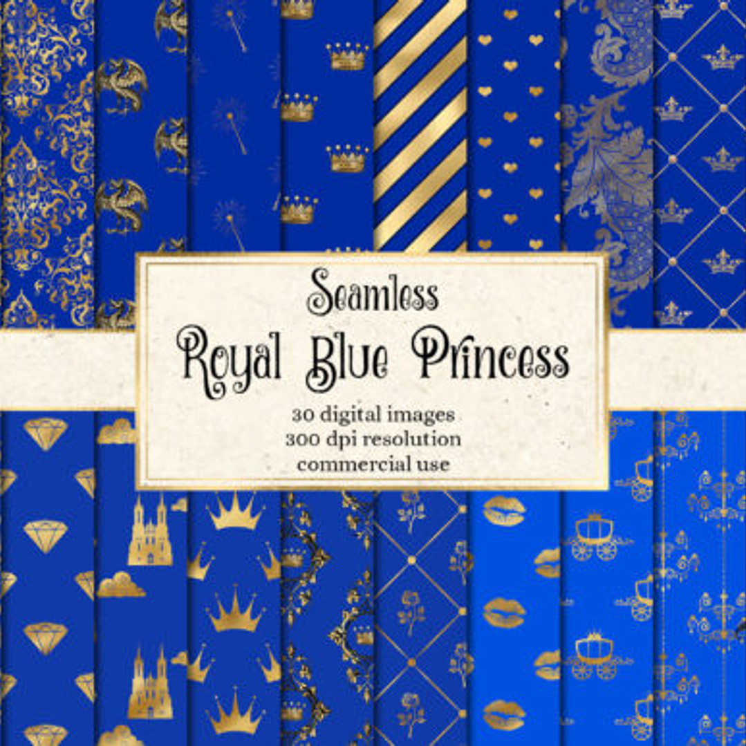 Kit Digital Papéis Azul-Real e Dourado 1