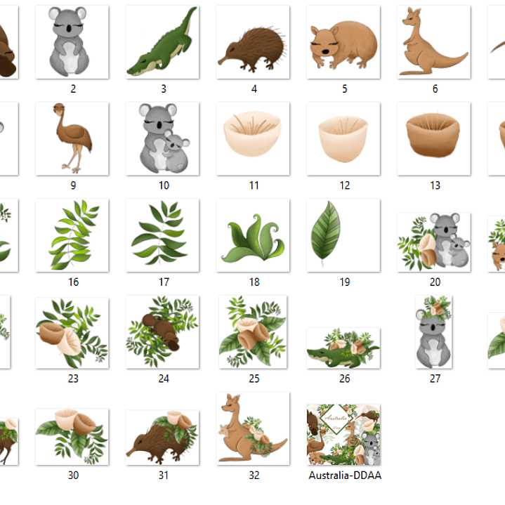 Kit Digital Animais Austrália  2