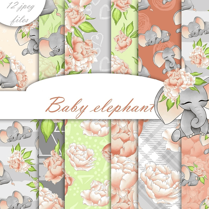 Kit Digital Papéis Papéis Elefante  1