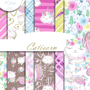 Kit Digital Papéis Unicórnio 