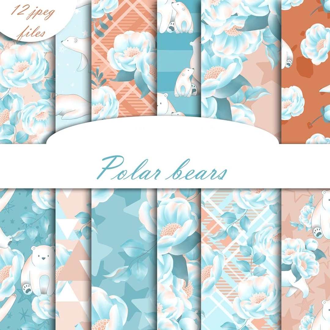 Kit Digital Papéis Ursinho Polar 1