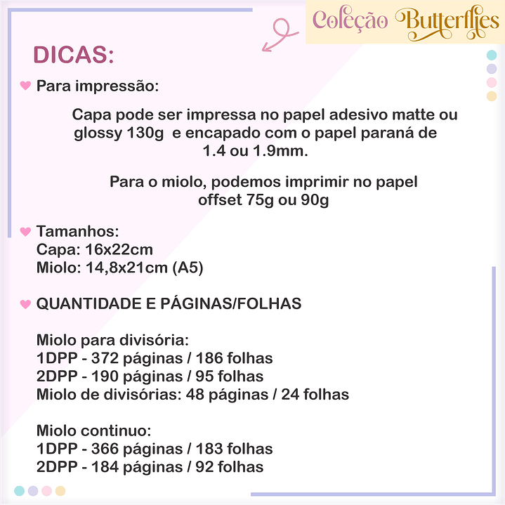 Arquivo Encadernção Combo Agendas Borboletas Candy 6