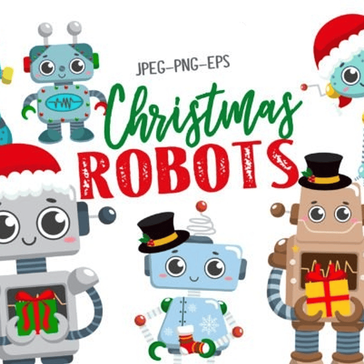 Kit Digital Robôs de Natal 1