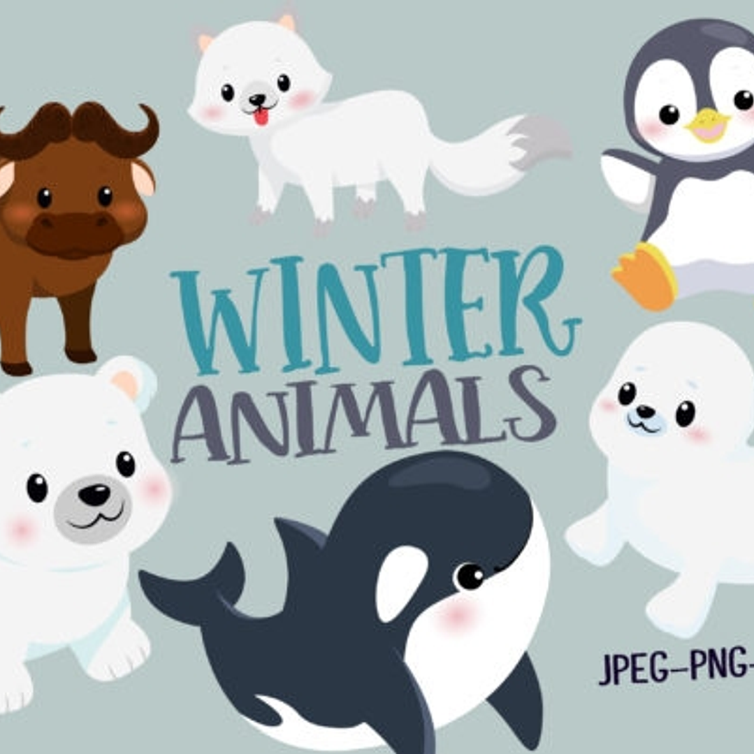 Kit Digital Animais Fofos de Inverno  1