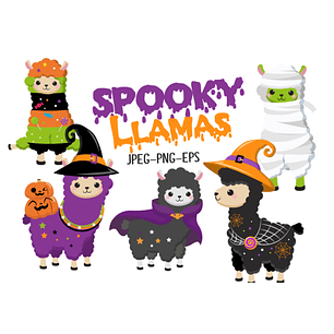 Kit Digital Halloween Lhamas
