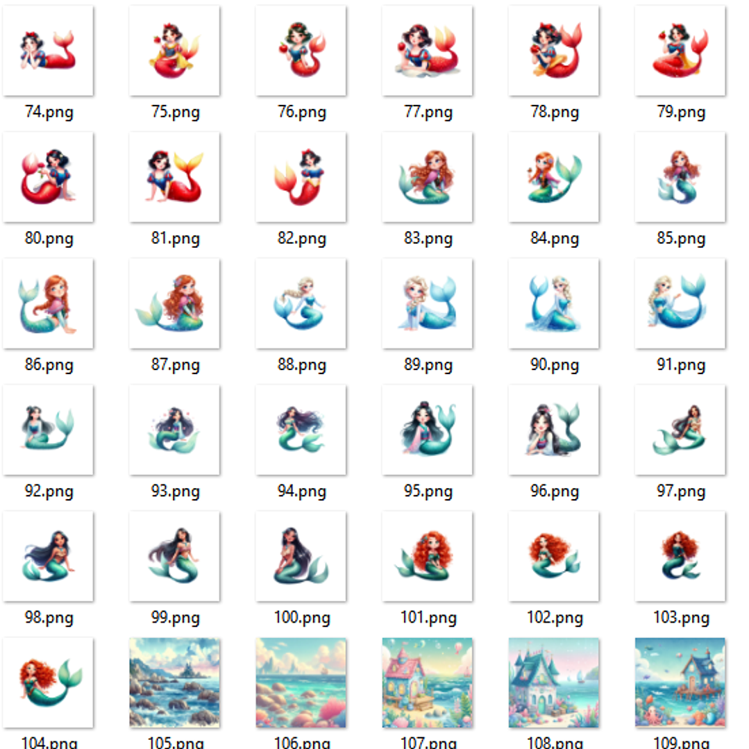 Kit Digital Princesas Sereias Aquarela - Mi Kits  5