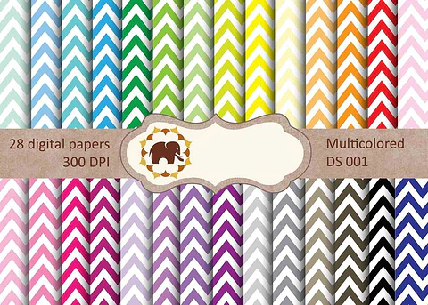 Kit Digital Papéis Coloridos Listrados 