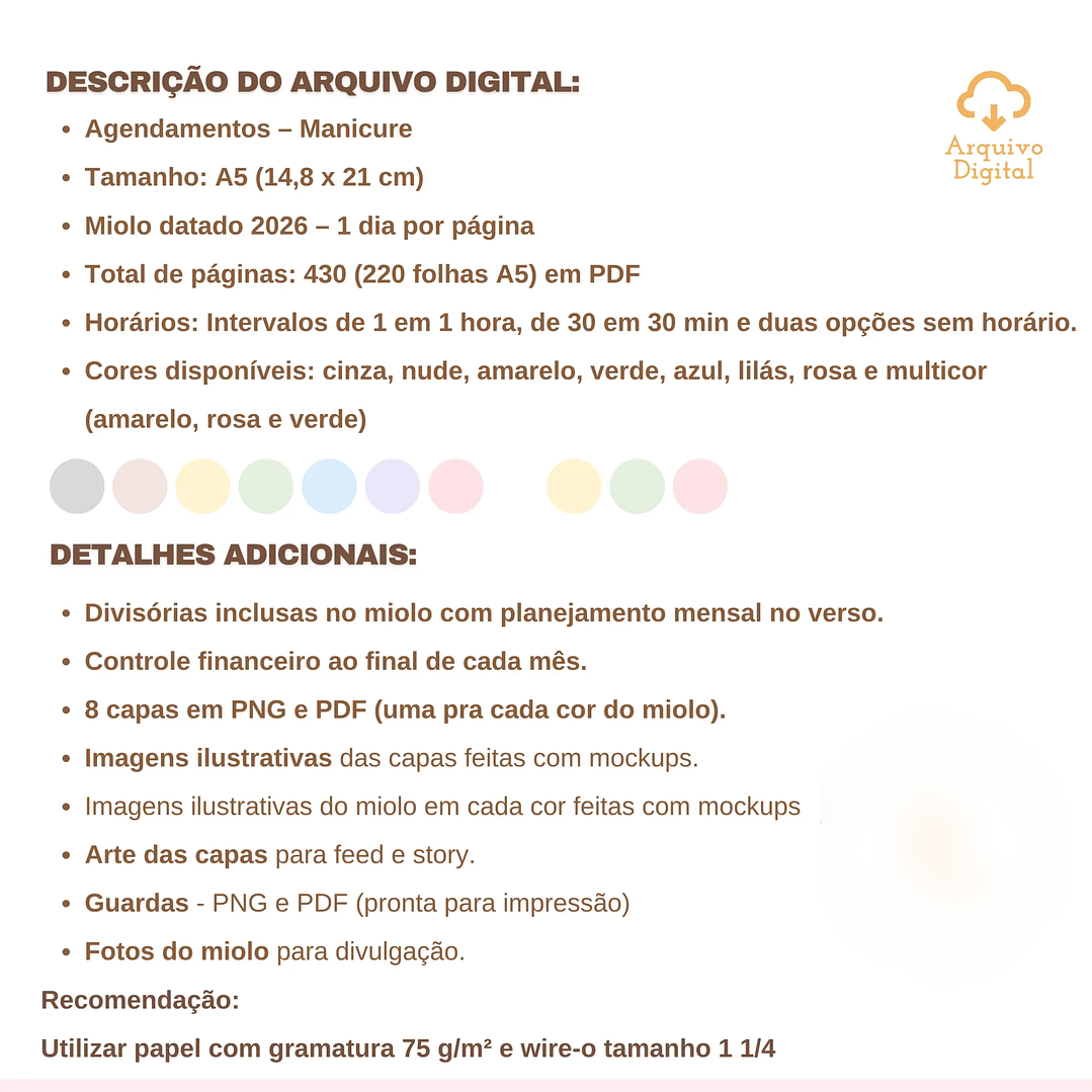 Arquivo Agendamentos Manicure 2026 8 Cores - Sara  3