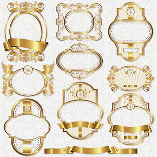 Kit Digital Molduras Douradas 