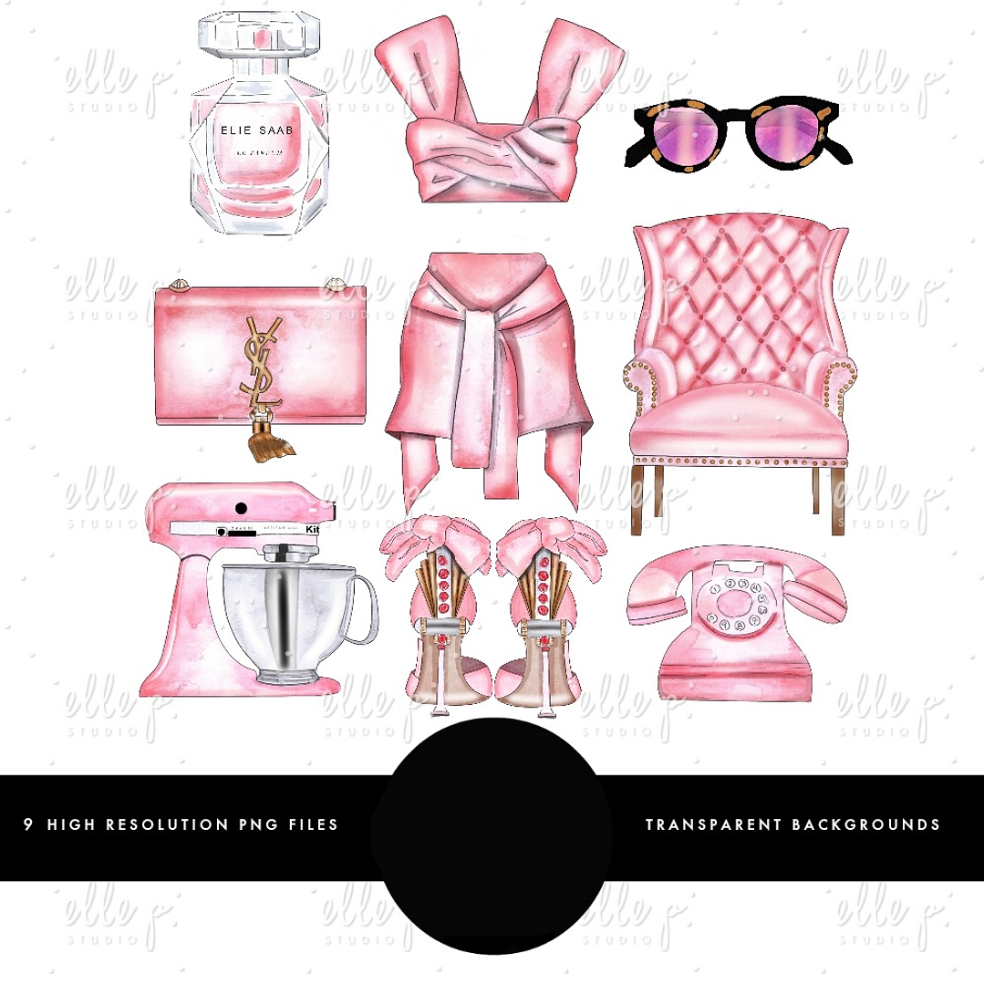 Kit Digital Conjunto Rosa Feminino  1