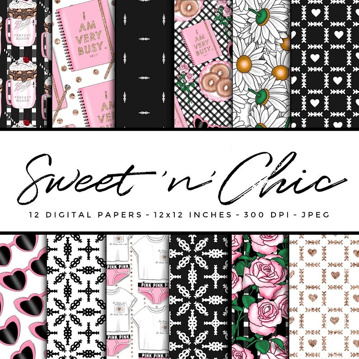 Kit Digital Papéis Doce e Chique  1