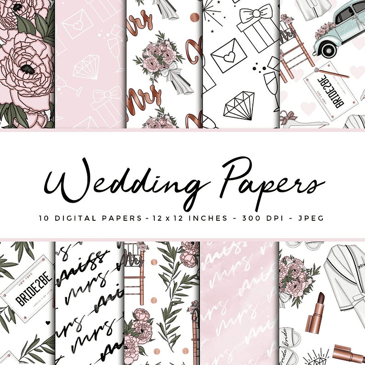 Kit Digital Papéis Casamento  1