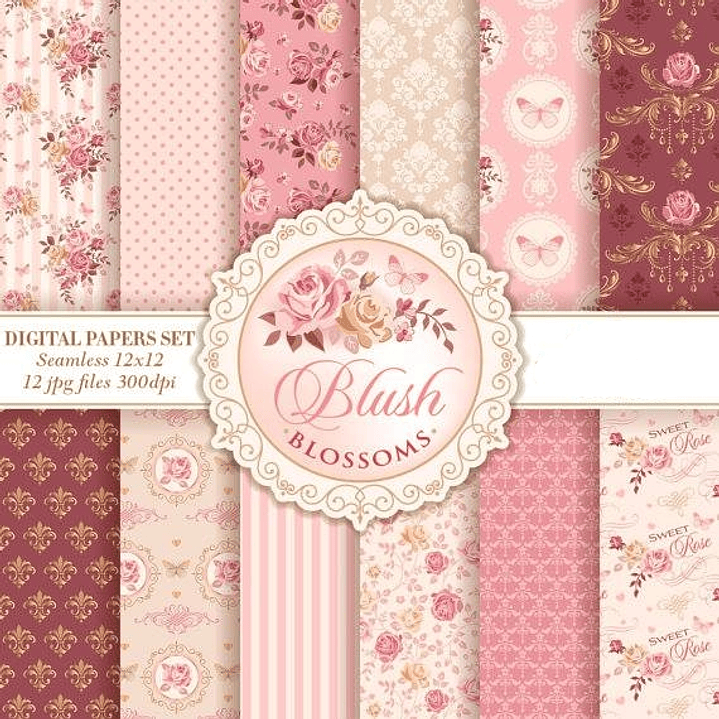 Kit Digital Papéis Flores Coradas  1