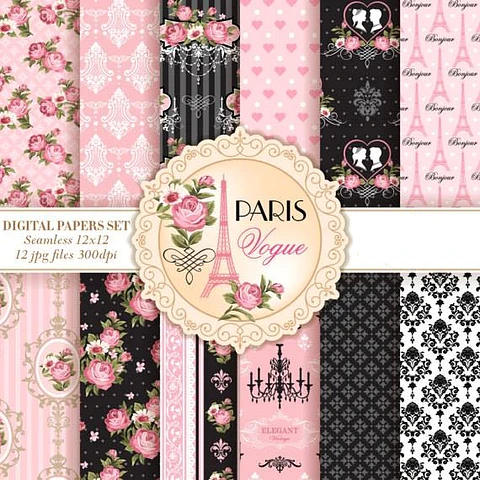 Kit Digital Papéis Paris Vogue