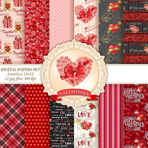 Kit Digital Papéis Dia dos Namorados 