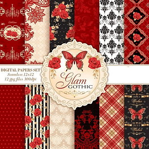 Kit Digital Papéis Rosas Vermelhas 