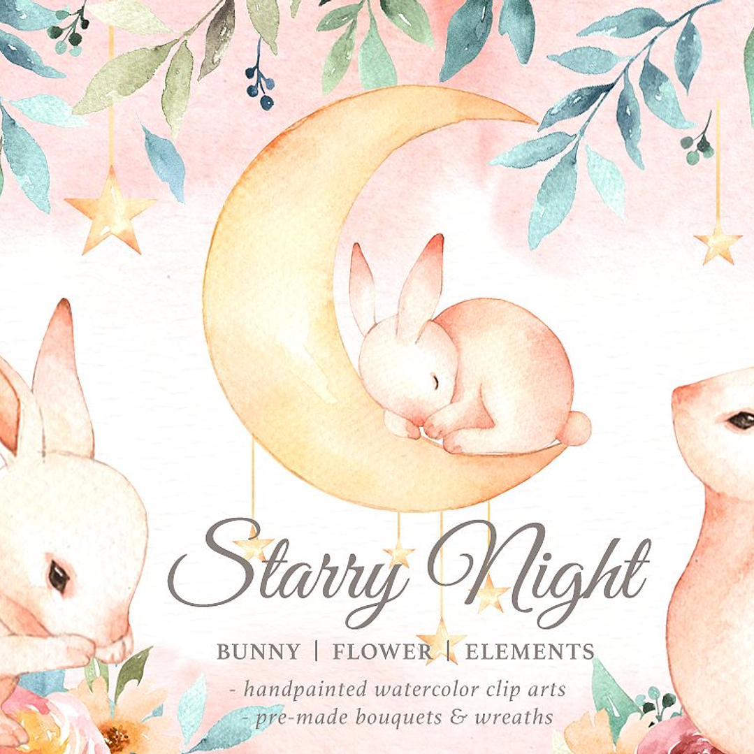 Kit Digital Coelho Aquarelado  1