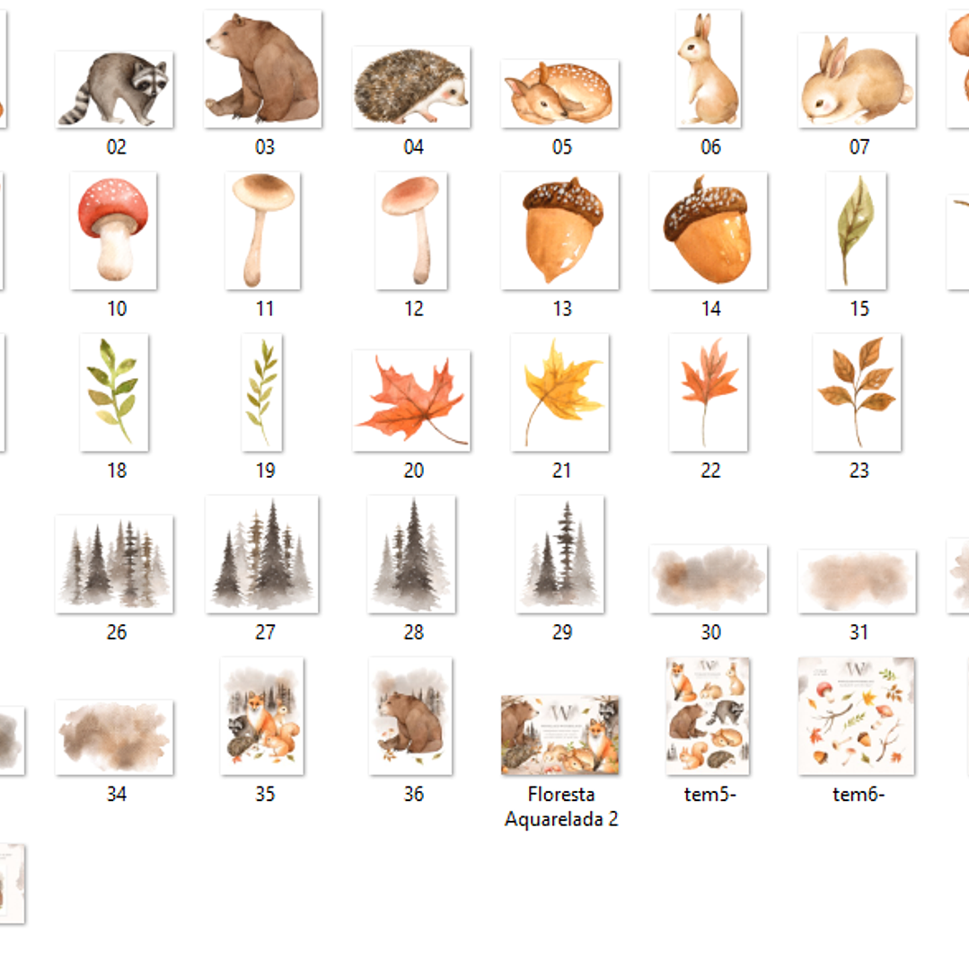 Kit Digital Floresta Aquarelada 2  2