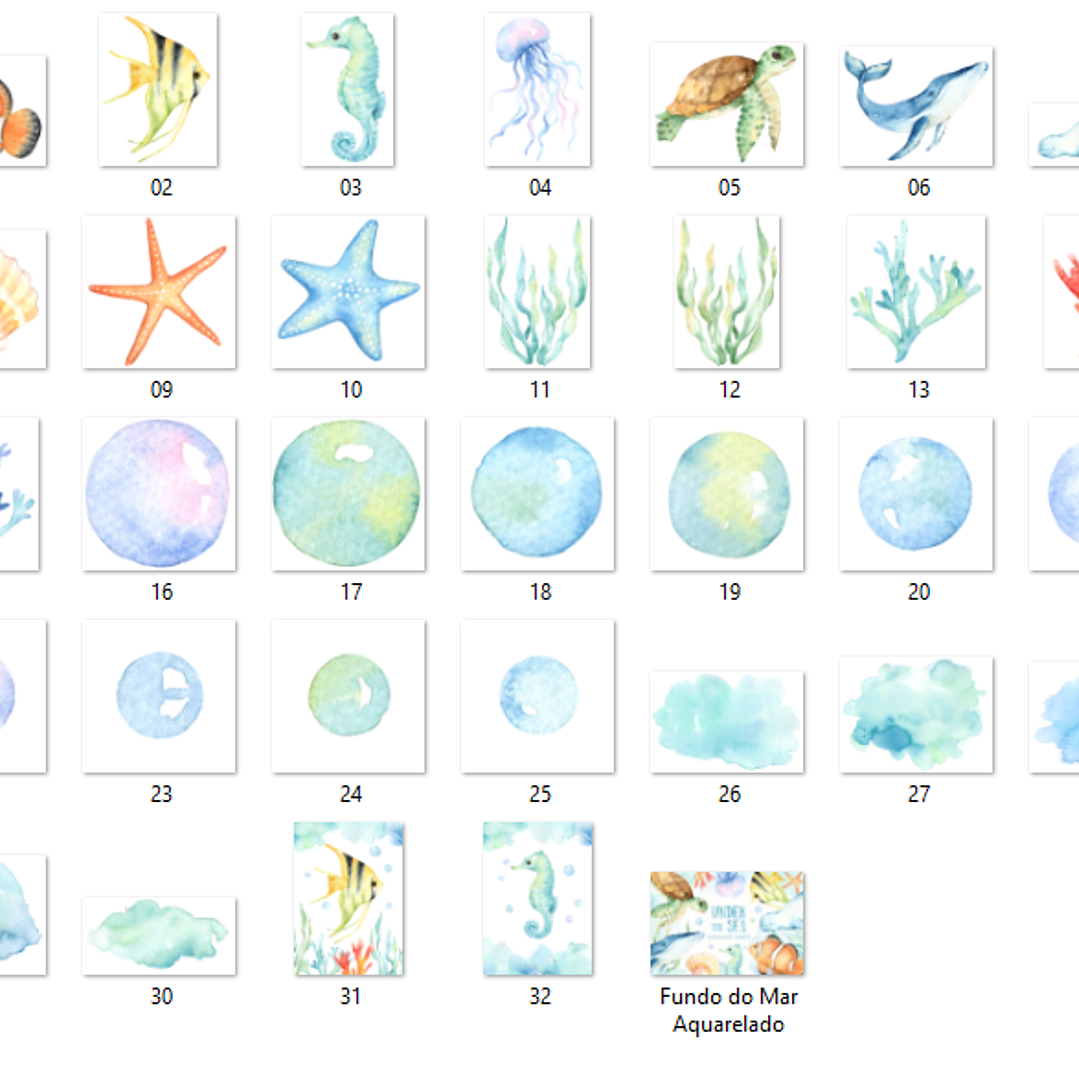 Kit Digital Fundo do Mar Aquarelado  2