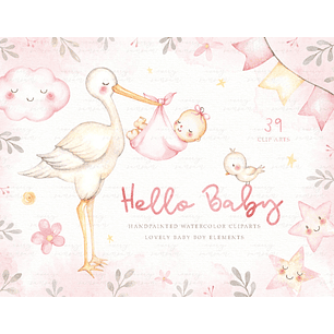 Kit Digital Bebê Cegonha Menina 