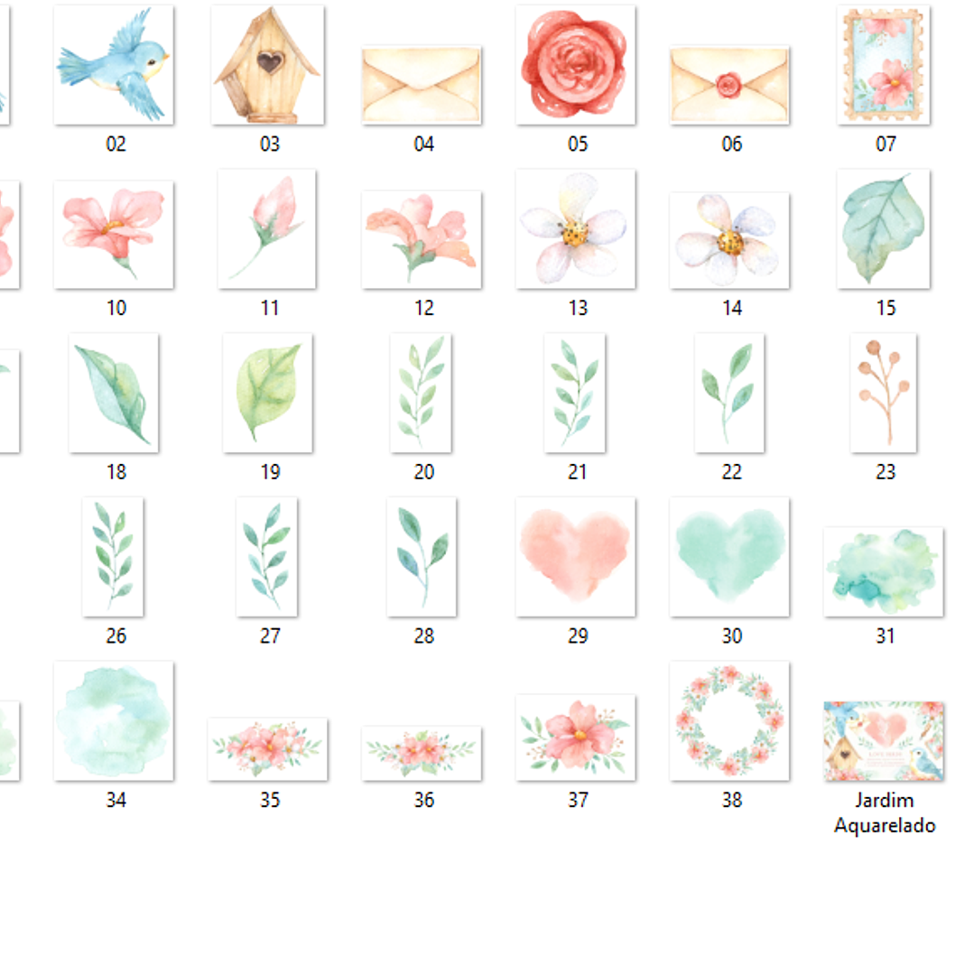 Kit Digital Jardim Aquarelado  2