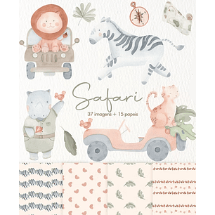 Kit Digital Safari Aquarela - Estúdio Vigom