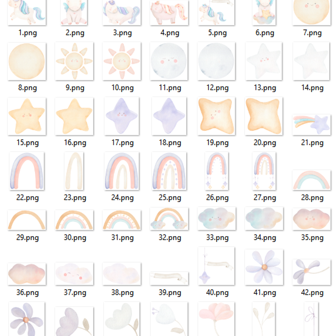 Kit Digital Unicórnio Aquarela - Estúdio Vigom  3