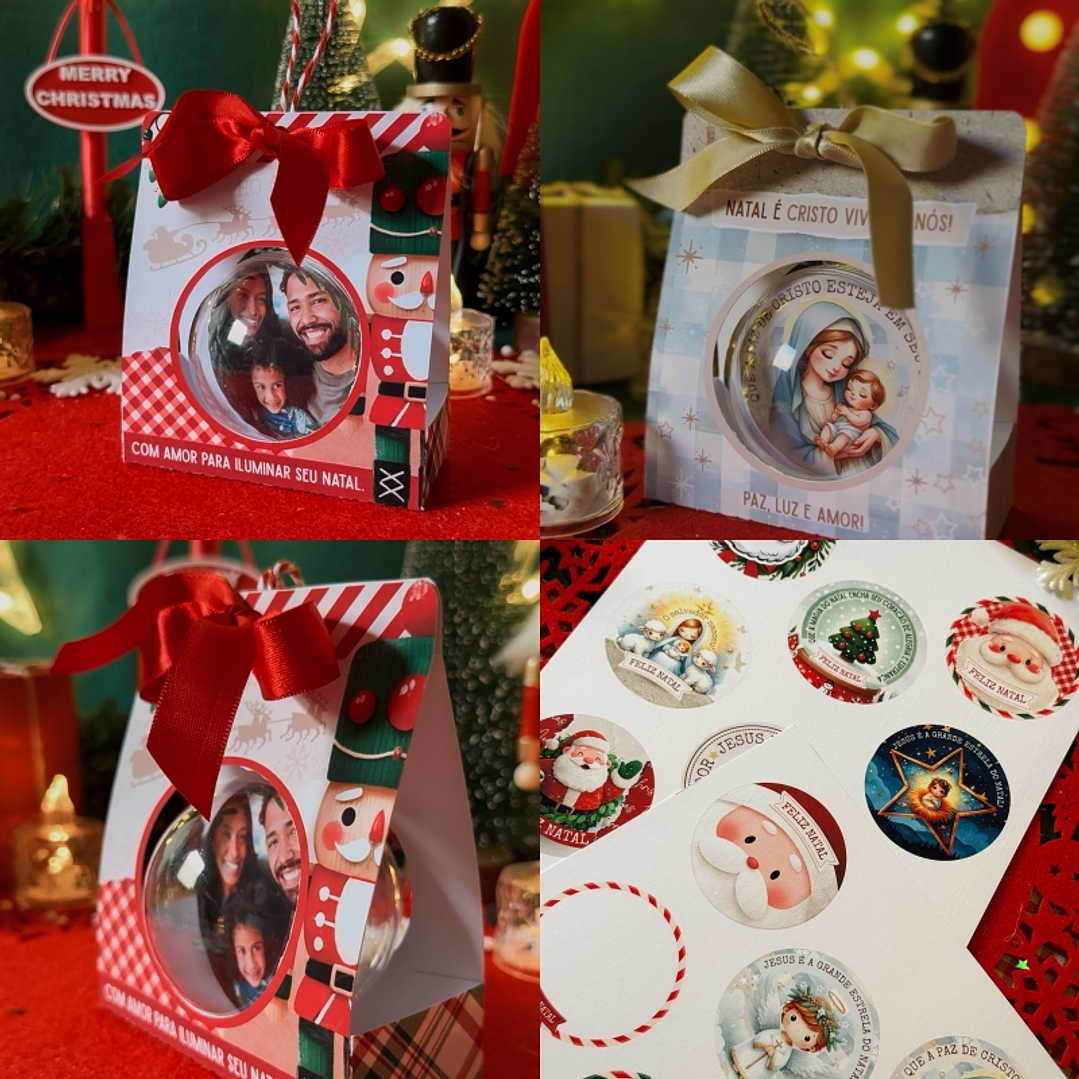 Arquivo Natal Porta Bola Acrílica 6,5 e 7cm - Ilustracin  1