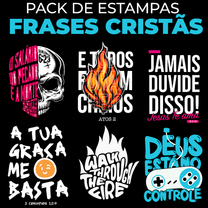 Arquivo Pack de Estampas Frases Cristãs - Elevart Packs 1